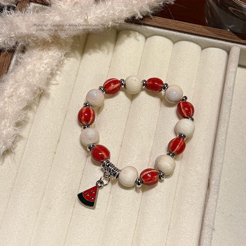 Brățară ceramică cu flori, lucrată manual, pentru femei, stil dulce