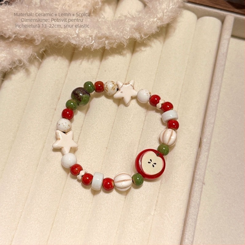 Brățară ceramică cu flori, lucrată manual, pentru femei, stil dulce