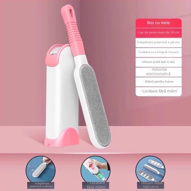 Perie electrostatică pentru îndepărtarea scamelor și a părului de pisică, pentru paltoane din lână și haine