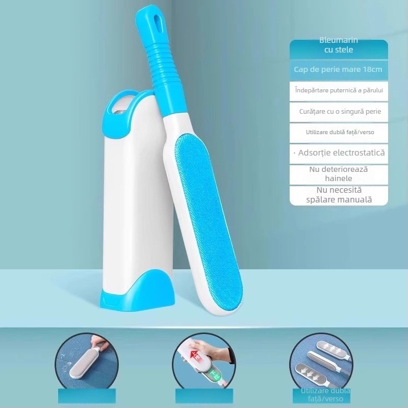 Perie electrostatică pentru îndepărtarea scamelor și a părului de pisică, pentru paltoane din lână și haine