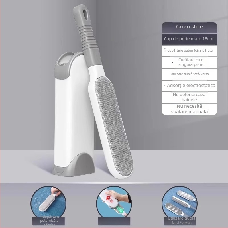 Perie electrostatică pentru îndepărtarea scamelor și a părului de pisică, pentru paltoane din lână și haine