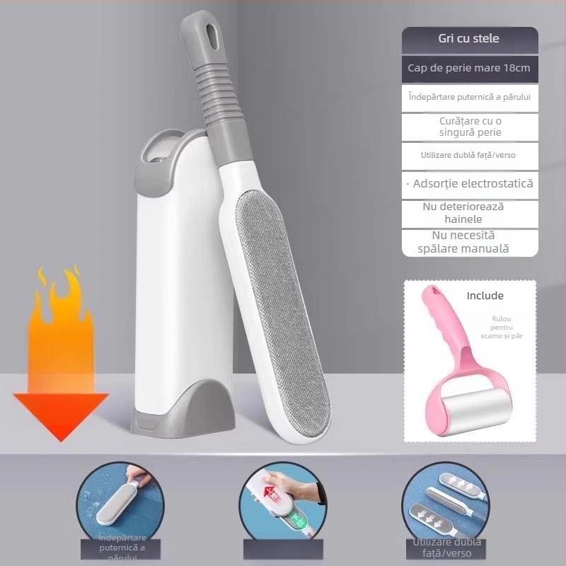 Perie electrostatică pentru îndepărtarea scamelor și a părului de pisică, pentru paltoane din lână și haine