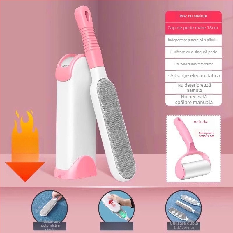 Perie electrostatică pentru îndepărtarea scamelor și a părului de pisică, pentru paltoane din lână și haine