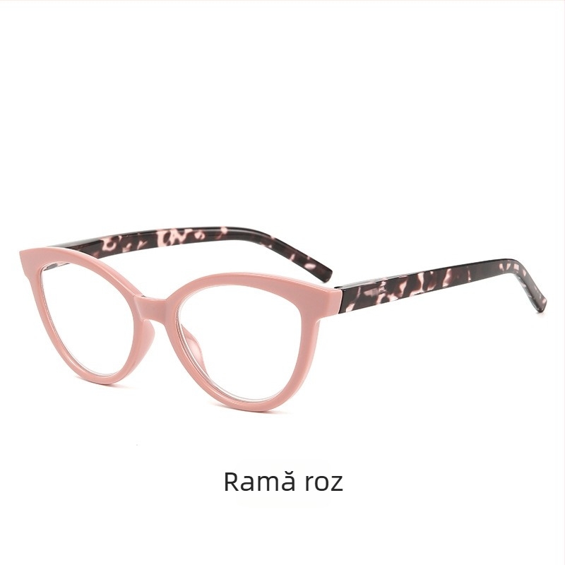 Ochelari de citit cu design cat-eye, cadru mare, lentile PC, protecție UV, anti-lumină albastră