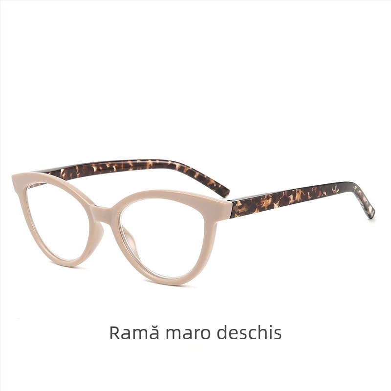 Ochelari de citit cu design cat-eye, cadru mare, lentile PC, protecție UV, anti-lumină albastră
