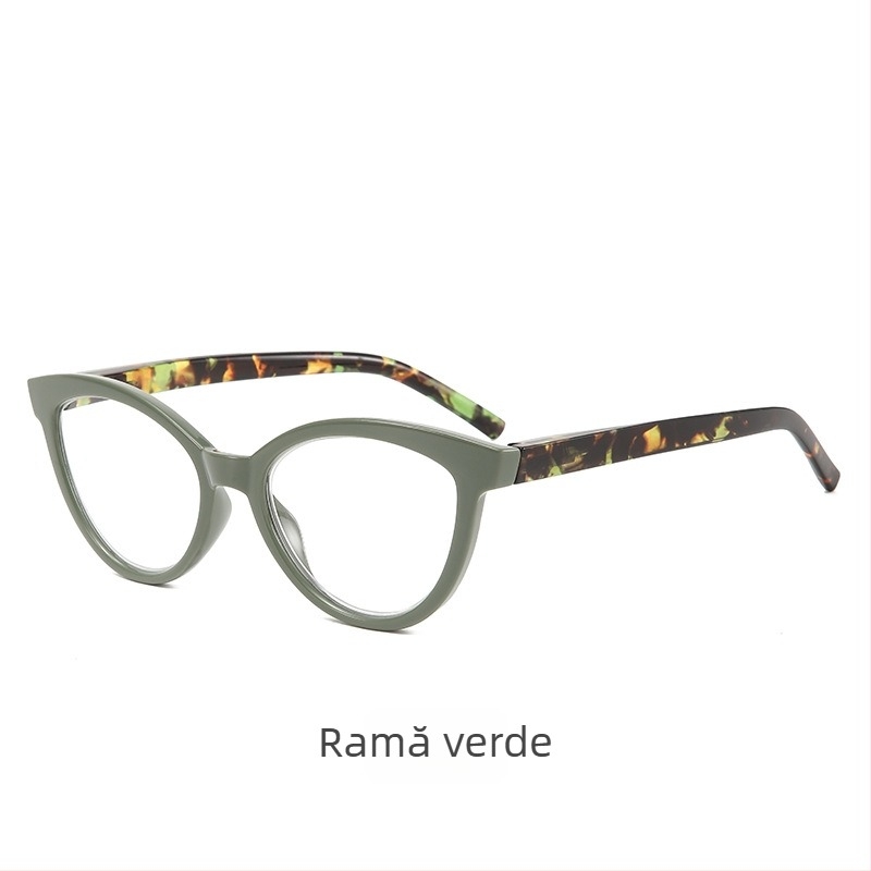 Ochelari de citit cu design cat-eye, cadru mare, lentile PC, protecție UV, anti-lumină albastră