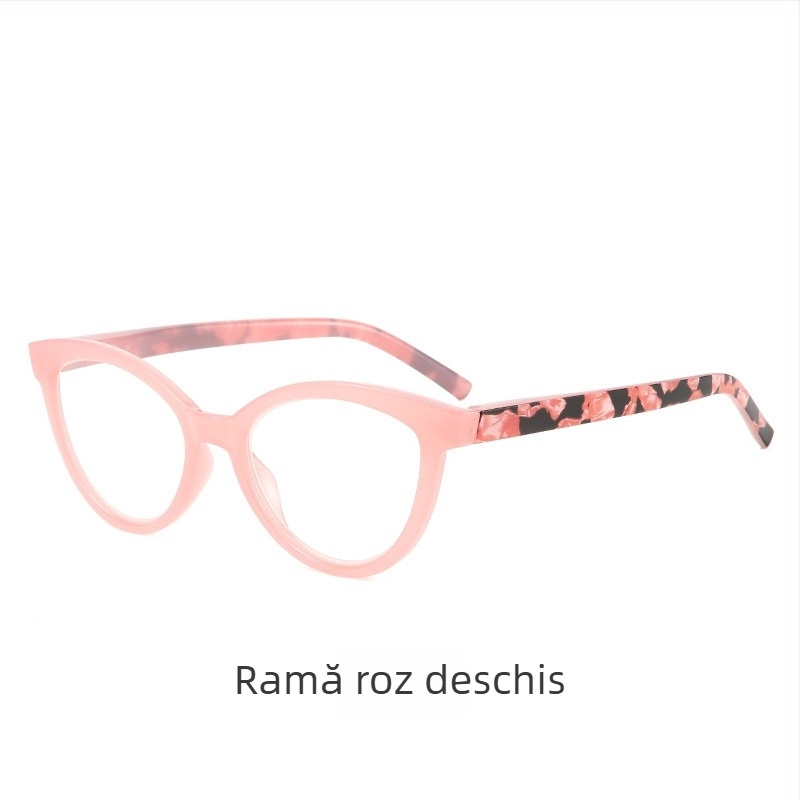 Ochelari de citit cu design cat-eye, cadru mare, lentile PC, protecție UV, anti-lumină albastră