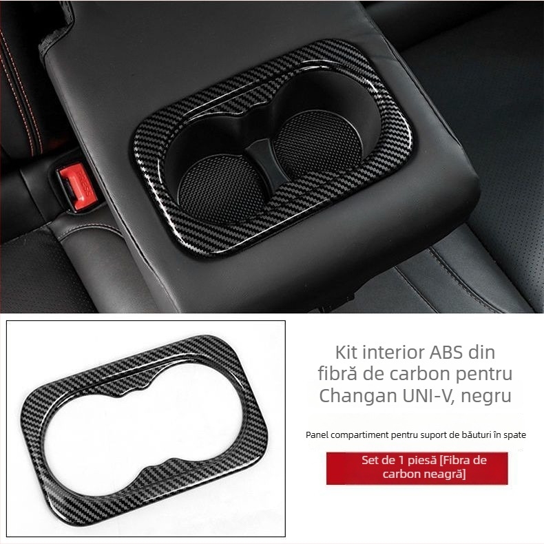 Baitu plastic cadru interior pentru consola centrală UNI-V, panou pentru suportul de pahare de apă, textură fibră de carbon, model 1, fără logo.