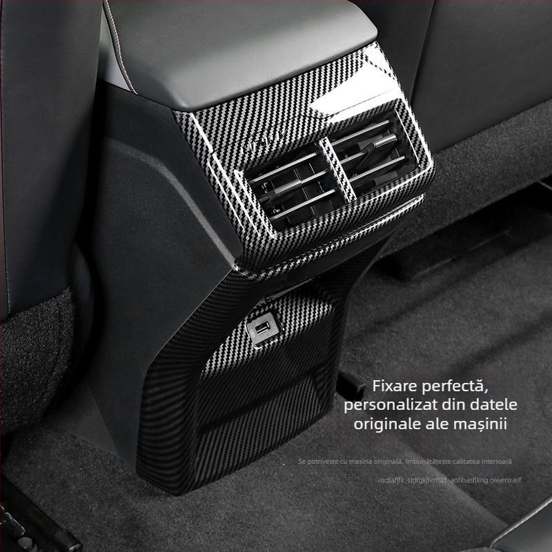 Baitu plastic cadru interior pentru consola centrală UNI-V, panou pentru suportul de pahare de apă, textură fibră de carbon, model 1, fără logo.