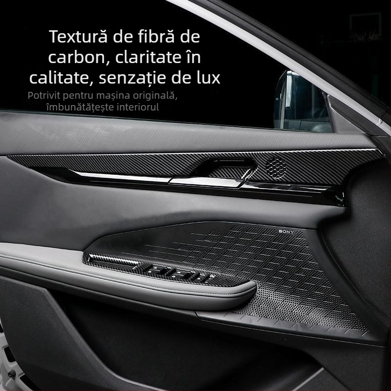 Baitu plastic cadru interior pentru consola centrală UNI-V, panou pentru suportul de pahare de apă, textură fibră de carbon, model 1, fără logo.