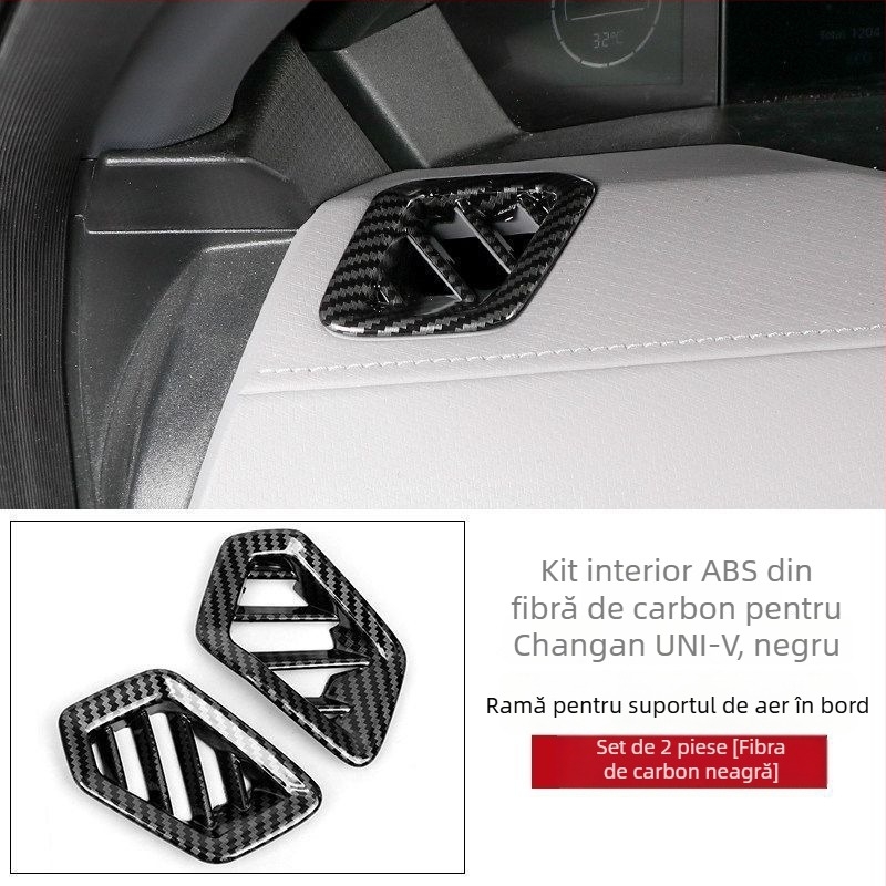 Baitu plastic cadru interior pentru consola centrală UNI-V, panou pentru suportul de pahare de apă, textură fibră de carbon, model 1, fără logo.