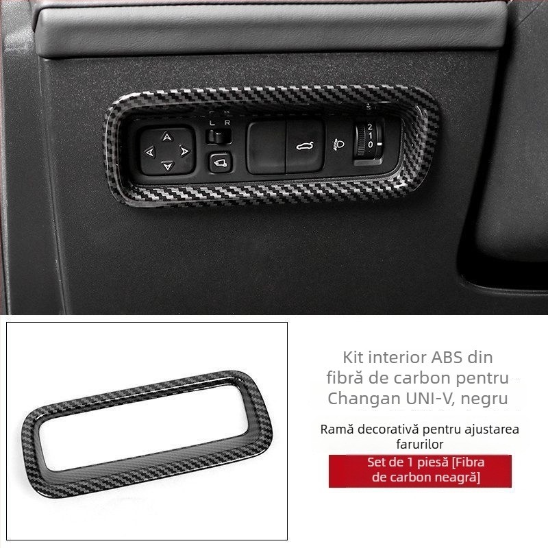 Baitu plastic cadru interior pentru consola centrală UNI-V, panou pentru suportul de pahare de apă, textură fibră de carbon, model 1, fără logo.