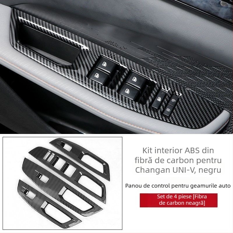 Baitu plastic cadru interior pentru consola centrală UNI-V, panou pentru suportul de pahare de apă, textură fibră de carbon, model 1, fără logo.