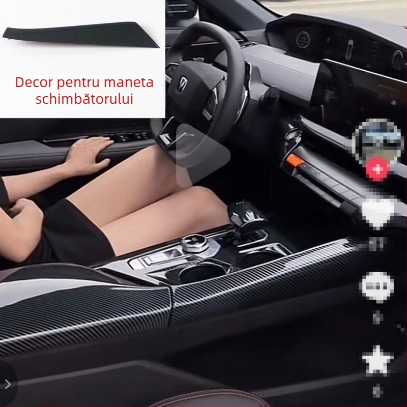 Baitu plastic cadru interior pentru consola centrală UNI-V, panou pentru suportul de pahare de apă, textură fibră de carbon, model 1, fără logo.