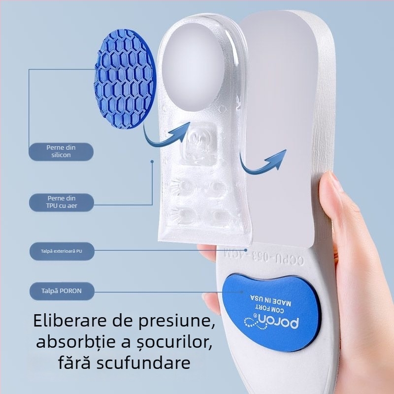 Talpă de creștere cu aer, PU, model B38, talpă întreagă, unisex