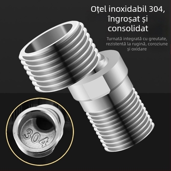 Adaptor de duș din oțel inoxidabil 304, universal cot curbat, interfață pentru duș, reglaj înclinare, rotativ, diametru variabil