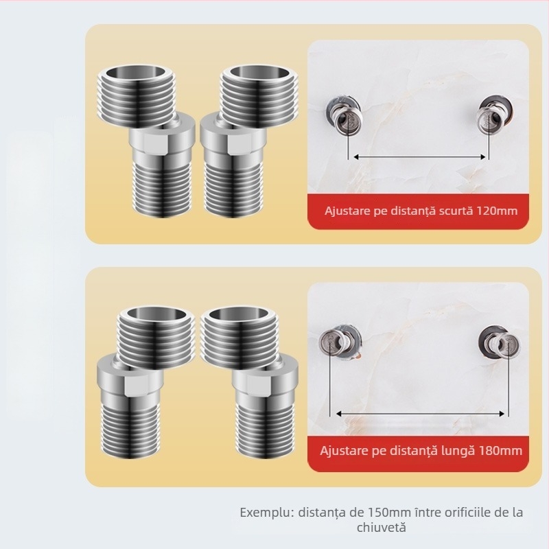Adaptor de duș din oțel inoxidabil 304, universal cot curbat, interfață pentru duș, reglaj înclinare, rotativ, diametru variabil
