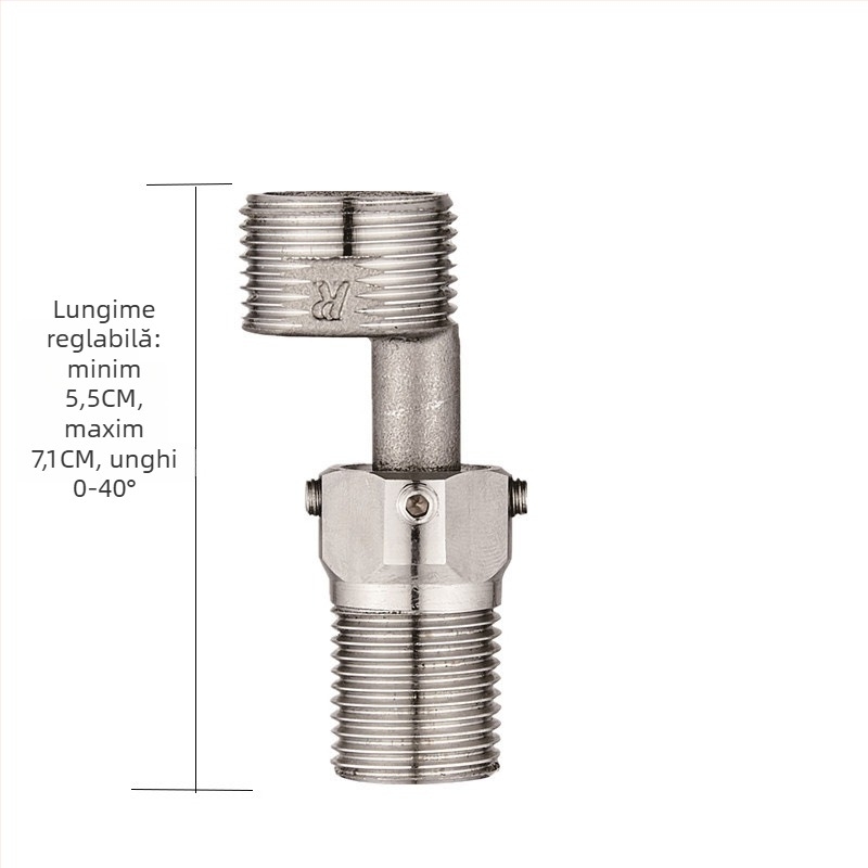 Adaptor de duș din oțel inoxidabil 304, universal cot curbat, interfață pentru duș, reglaj înclinare, rotativ, diametru variabil