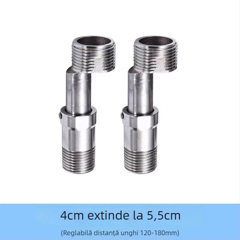 Adaptor de duș din oțel inoxidabil 304, universal cot curbat, interfață pentru duș, reglaj înclinare, rotativ, diametru variabil