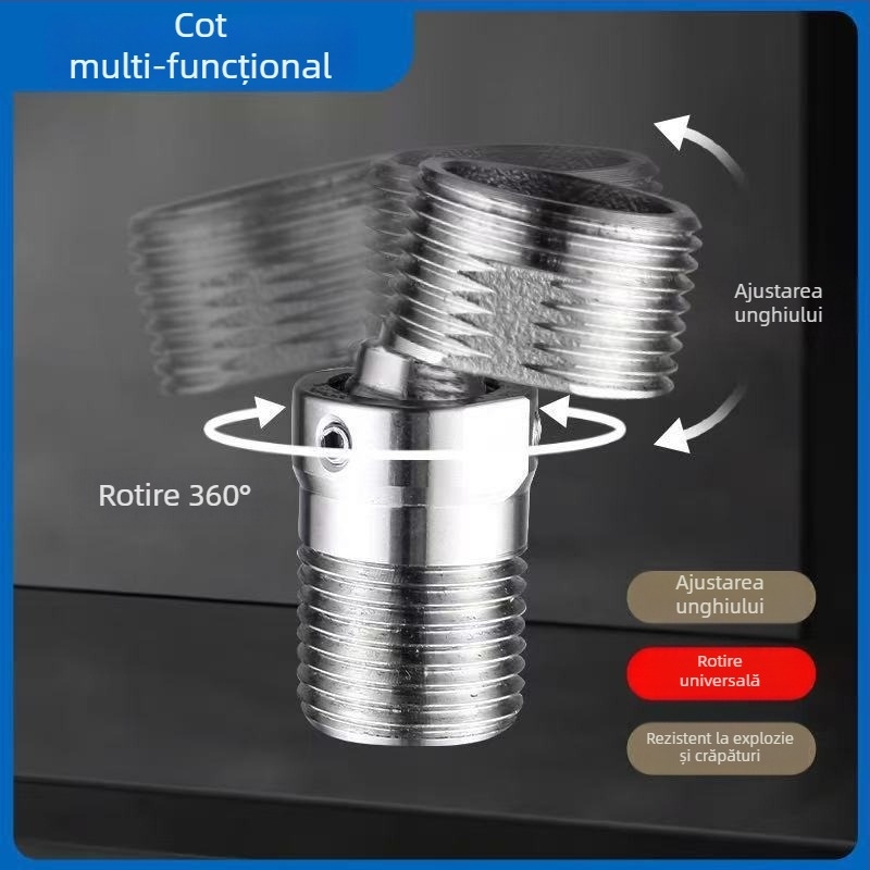 Adaptor de duș din oțel inoxidabil 304, universal cot curbat, interfață pentru duș, reglaj înclinare, rotativ, diametru variabil