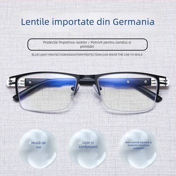 Ray Pailong ochelari de citit cu anti-lumină albastră, lentile PC presbiopice, model 1212, ramă metalică pentru bărbați