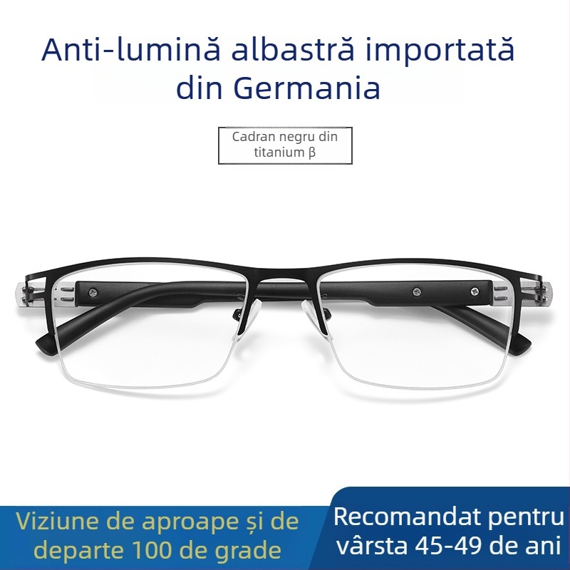 Ray Pailong ochelari de citit cu anti-lumină albastră, lentile PC presbiopice, model 1212, ramă metalică pentru bărbați