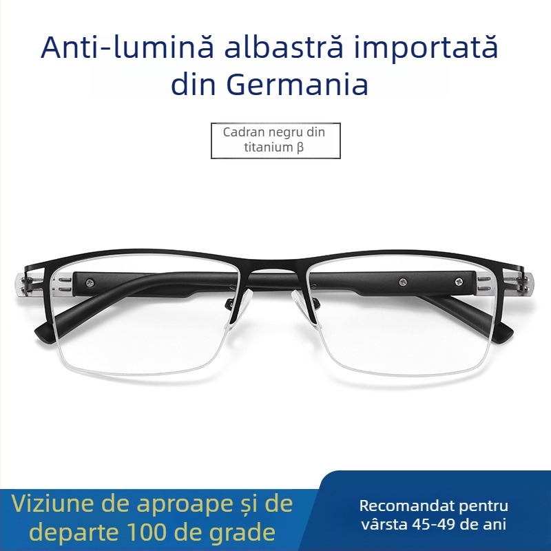 Ray Pailong ochelari de citit cu anti-lumină albastră, lentile PC presbiopice, model 1212, ramă metalică pentru bărbați
