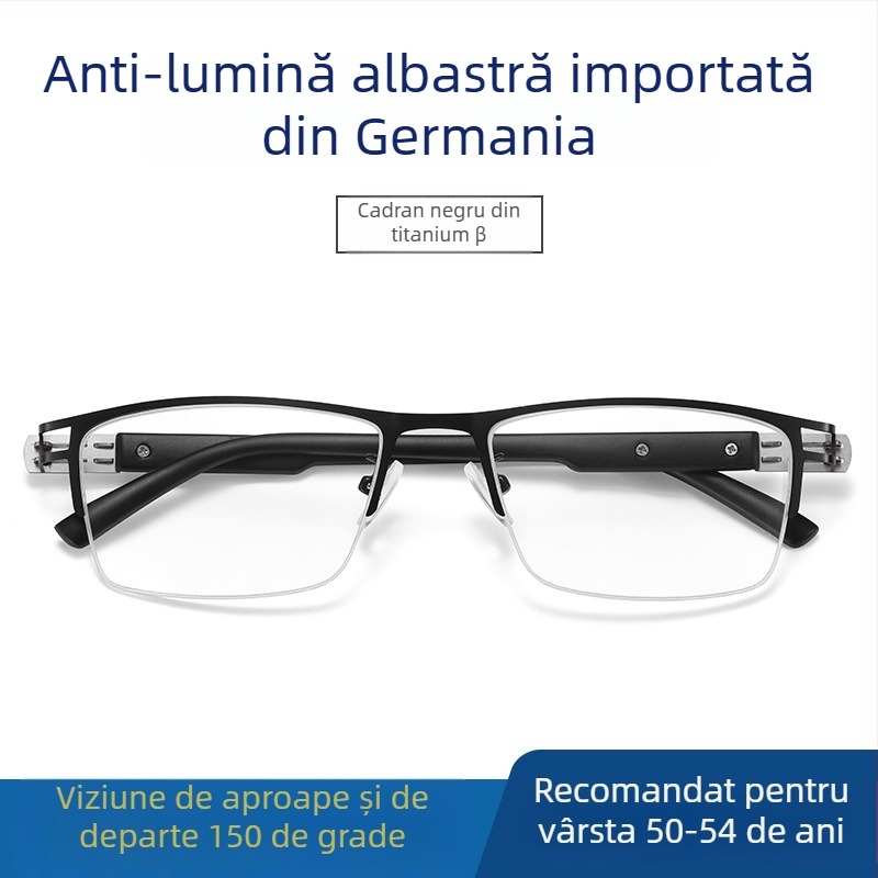 Ray Pailong ochelari de citit cu anti-lumină albastră, lentile PC presbiopice, model 1212, ramă metalică pentru bărbați