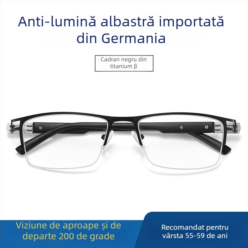 Ray Pailong ochelari de citit cu anti-lumină albastră, lentile PC presbiopice, model 1212, ramă metalică pentru bărbați