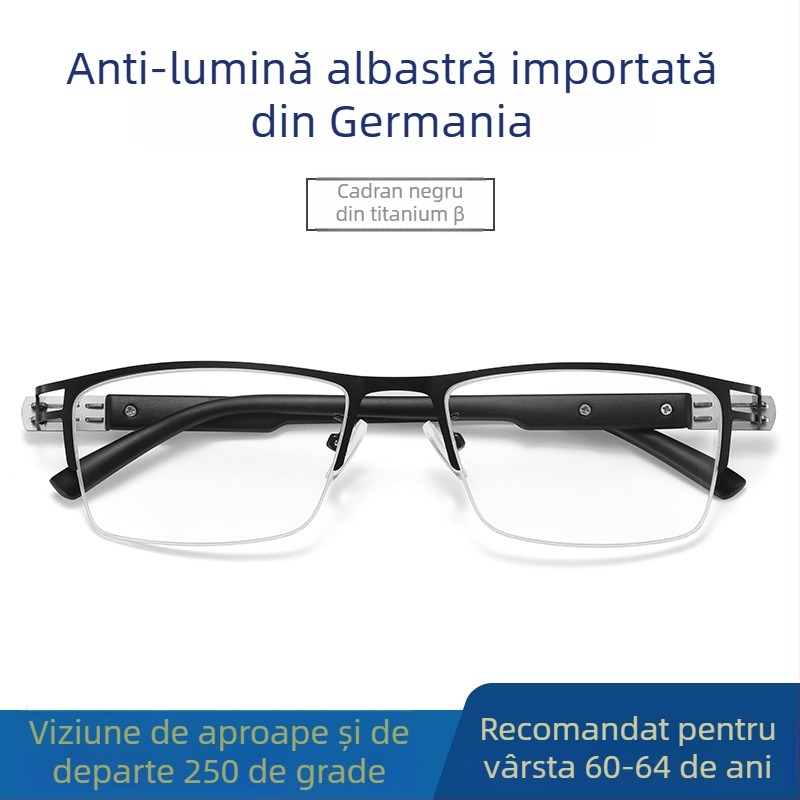 Ray Pailong ochelari de citit cu anti-lumină albastră, lentile PC presbiopice, model 1212, ramă metalică pentru bărbați