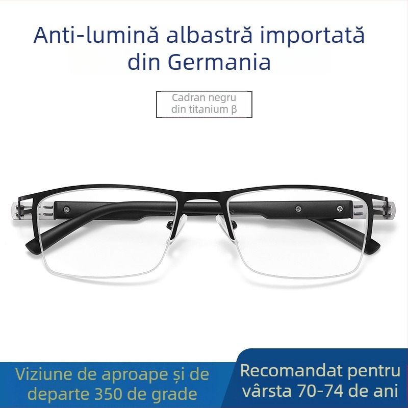 Ray Pailong ochelari de citit cu anti-lumină albastră, lentile PC presbiopice, model 1212, ramă metalică pentru bărbați