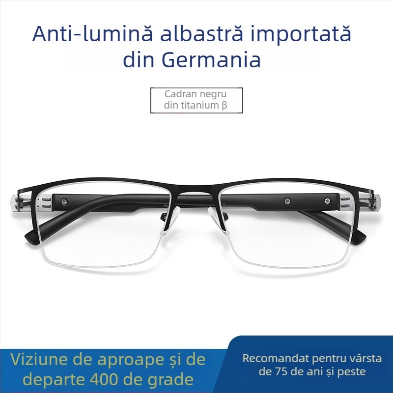 Ray Pailong ochelari de citit cu anti-lumină albastră, lentile PC presbiopice, model 1212, ramă metalică pentru bărbați