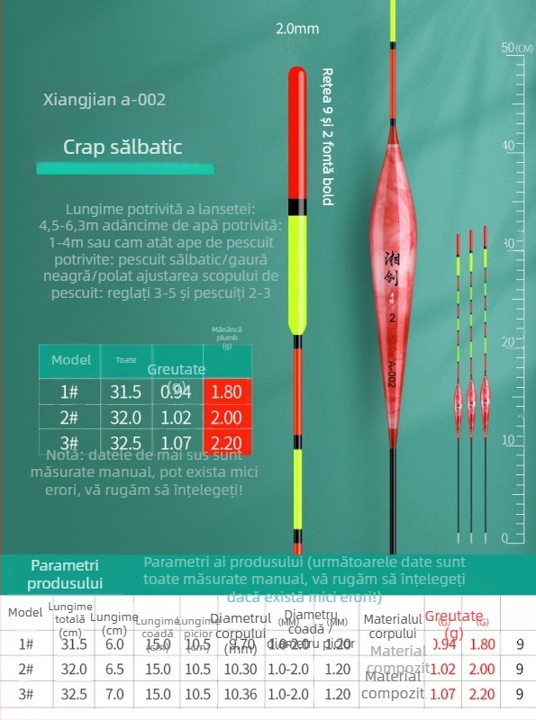 Plută de pescuit crap și caras — nano, ultra vizibilă, pentru apă mică și adâncă, aruncări la distanță, corp îngroșat, sensibilitate înaltă