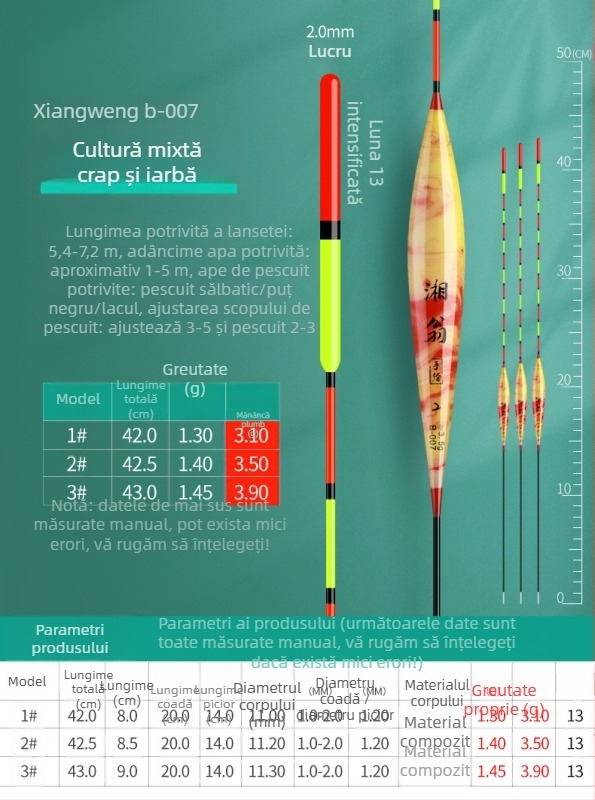 Plută de pescuit crap și caras — nano, ultra vizibilă, pentru apă mică și adâncă, aruncări la distanță, corp îngroșat, sensibilitate înaltă