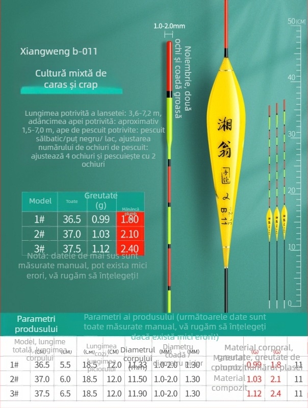 Plută de pescuit crap și caras — nano, ultra vizibilă, pentru apă mică și adâncă, aruncări la distanță, corp îngroșat, sensibilitate înaltă