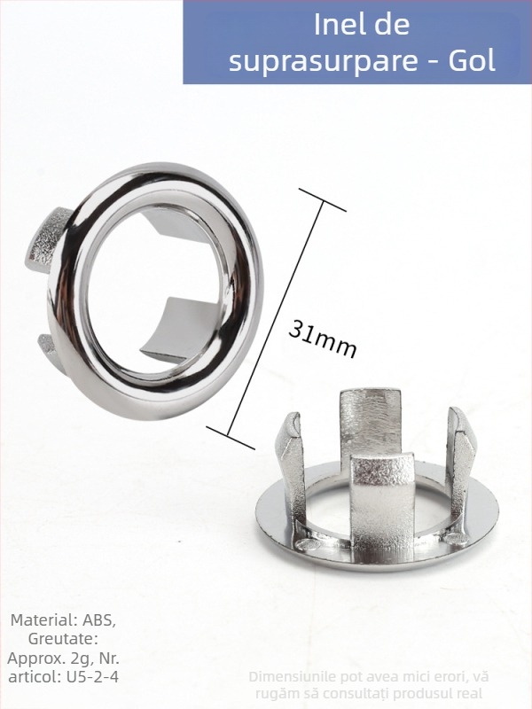 Capac decorativ pentru prelădirea chiuvetei, material: alamă+ABS, stil: modern minimalist, dop pentru chiuvetă de pe blat