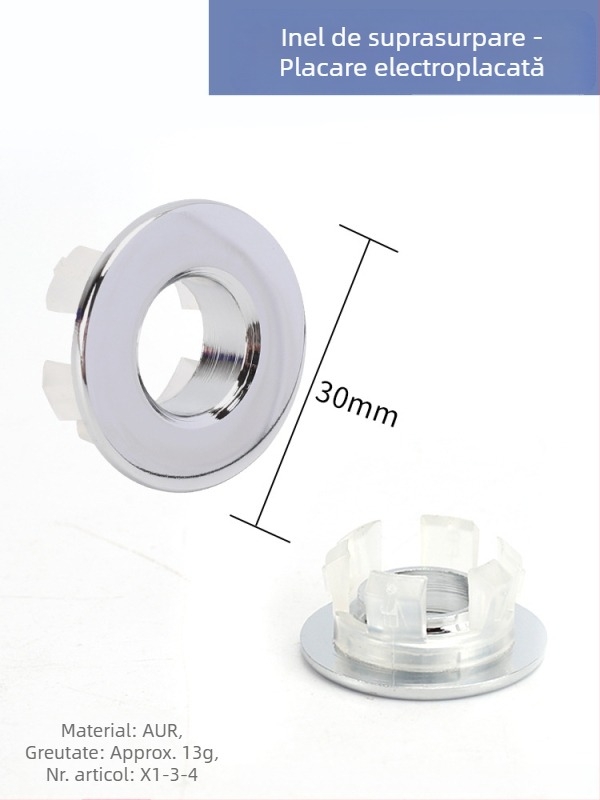 Capac decorativ pentru prelădirea chiuvetei, material: alamă+ABS, stil: modern minimalist, dop pentru chiuvetă de pe blat