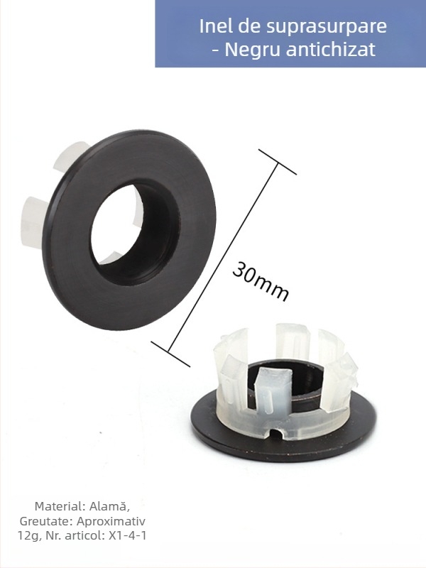 Capac decorativ pentru prelădirea chiuvetei, material: alamă+ABS, stil: modern minimalist, dop pentru chiuvetă de pe blat