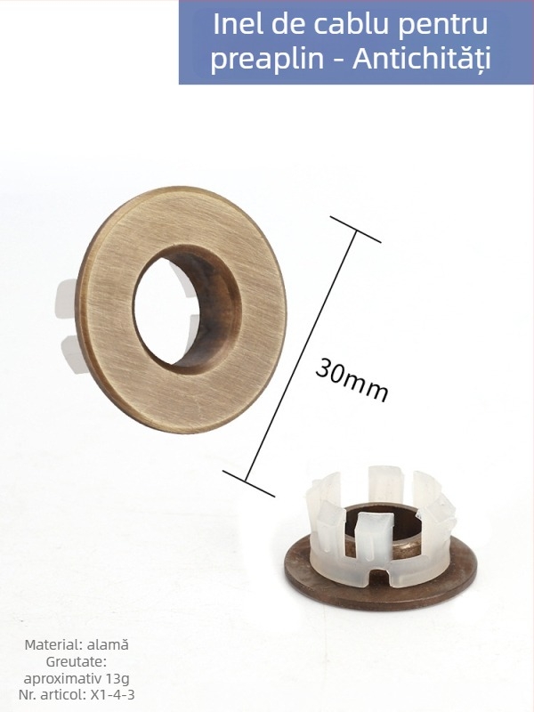 Capac decorativ pentru prelădirea chiuvetei, material: alamă+ABS, stil: modern minimalist, dop pentru chiuvetă de pe blat