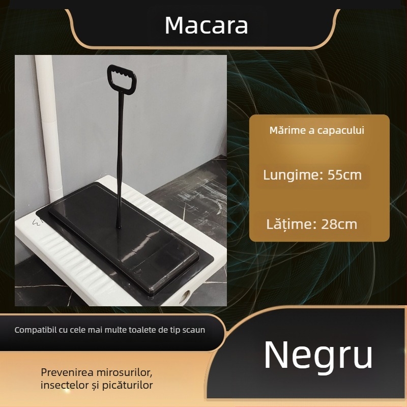 Capac de toaletă pentru toaletă de tip crouch, Mojia Modelul 16, material PP, stil modern minimalist, potrivire universală