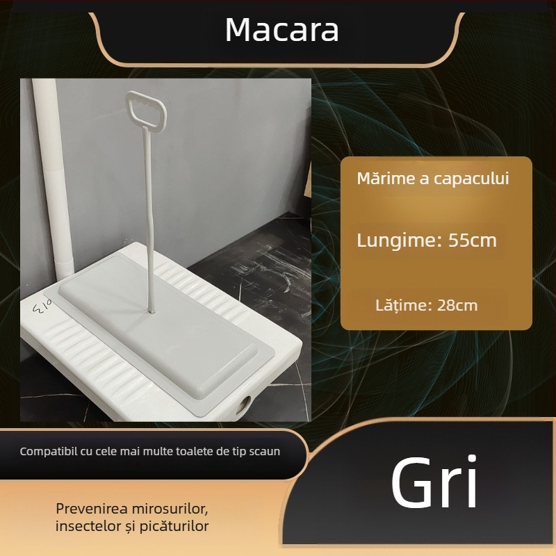 Capac de toaletă pentru toaletă de tip crouch, Mojia Modelul 16, material PP, stil modern minimalist, potrivire universală