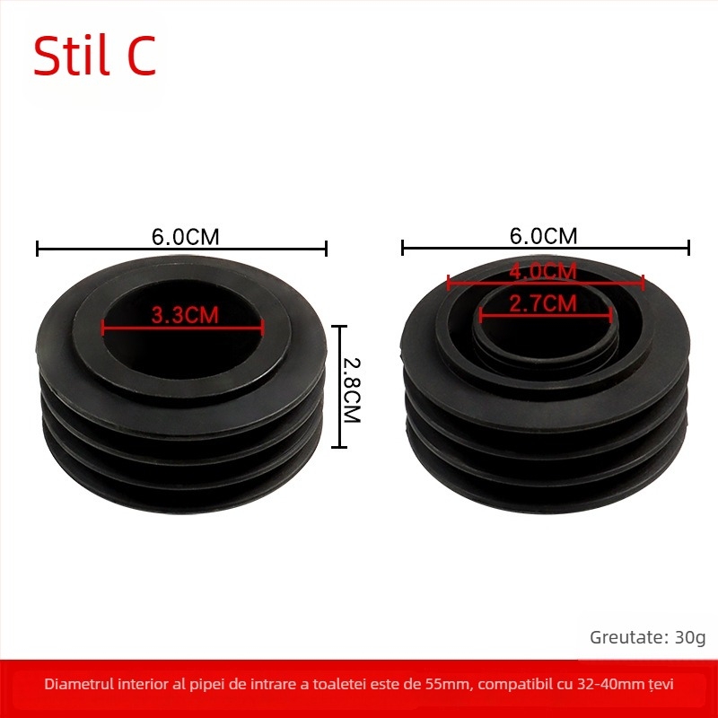 Inel etanșare pentru toaletă de tip squat - cauciuc, Zhongzhen, montaj manual, stil modern minimalist
