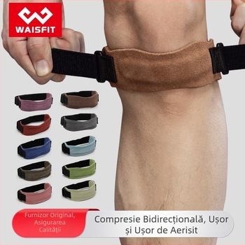 Orteză de genunchi din piele pentru alergare, absorbție a șocurilor, reglabilă, protecție universală pentru bărbați și femei