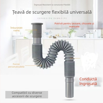 Fitinguri de drenaj pentru chiuveta de bucătărie, PP, instalare prin plug-in direct, anti-miros, anti-coroziune, anti-retur de apă