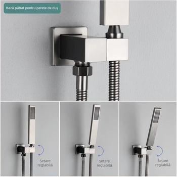 Suport reglabil pentru capul de duș din oțel inoxidabil, montaj ascuns