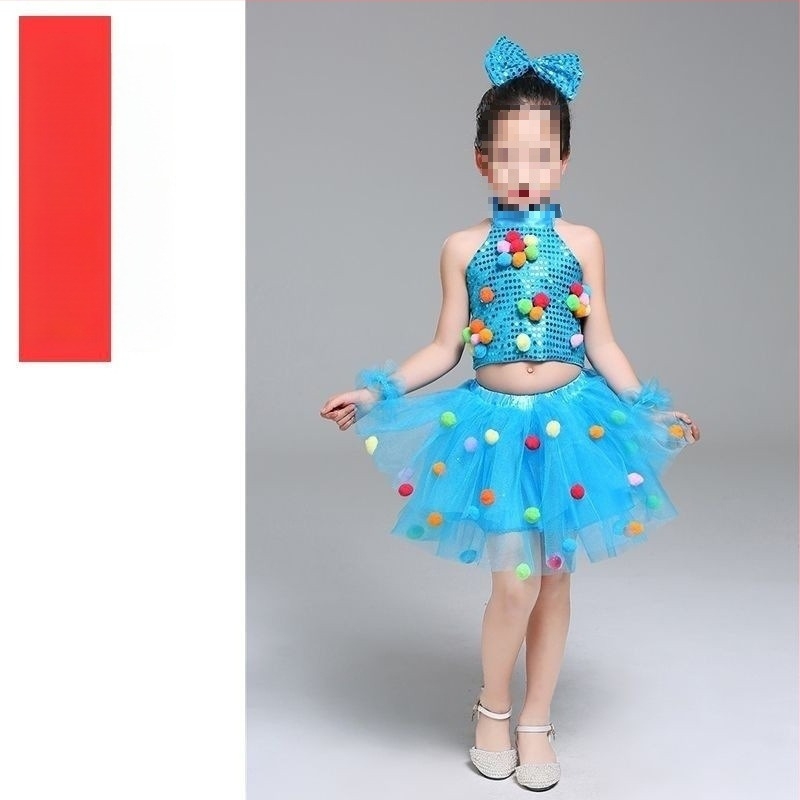 Set de costume de dans pentru copii: fustă tul cu paiete pentru fete și costum pentru băieți; material: fibră acrilică; sezon: vară 2022; ocazia: dansul burii