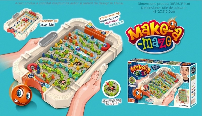 Joc de masă din plastic cu labirint de echilibru pentru doi – puzzle interactiv ce dezvoltă coordonarea mână-ochi