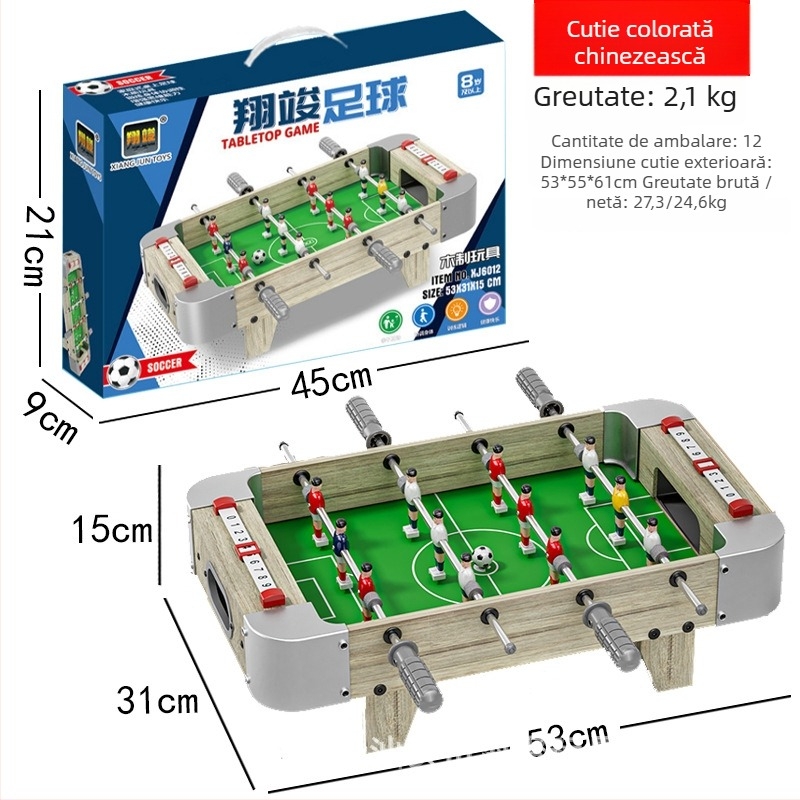 Joc de masă din lemn 4 în 1 pentru copii de Xiangjun: fotbal de masă, tenis de masă, hochei pe masă și duel pentru doi