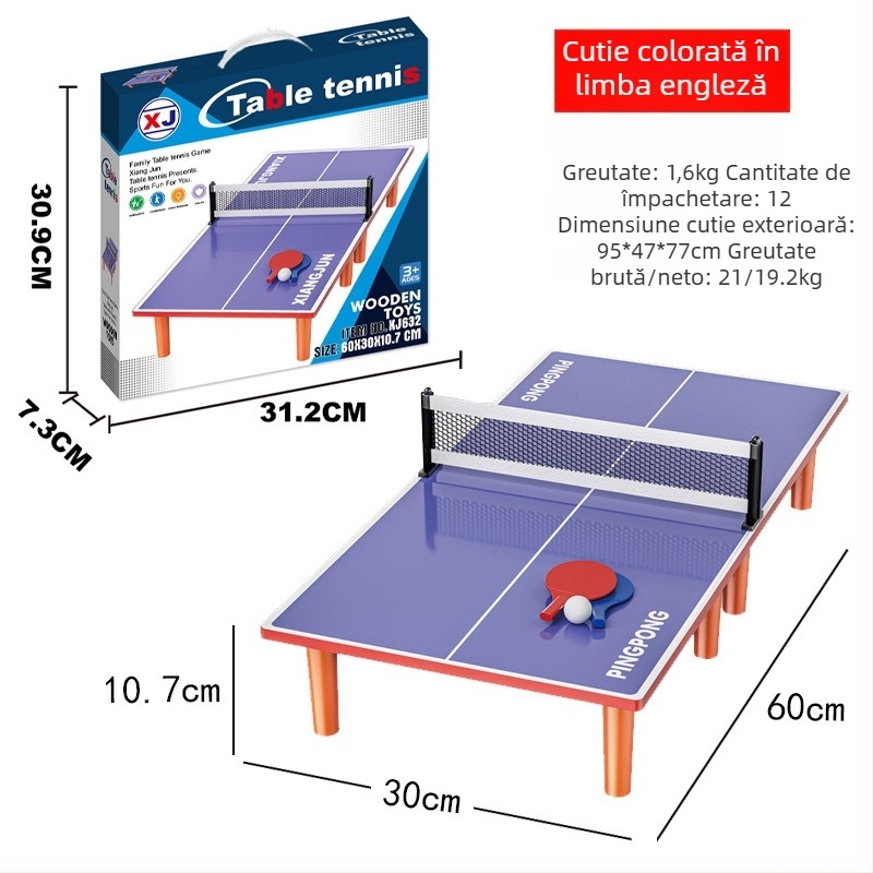 Joc de masă din lemn 4 în 1 pentru copii de Xiangjun: fotbal de masă, tenis de masă, hochei pe masă și duel pentru doi