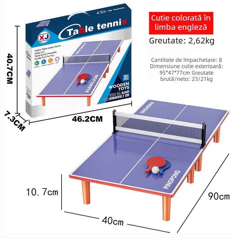 Joc de masă din lemn 4 în 1 pentru copii de Xiangjun: fotbal de masă, tenis de masă, hochei pe masă și duel pentru doi